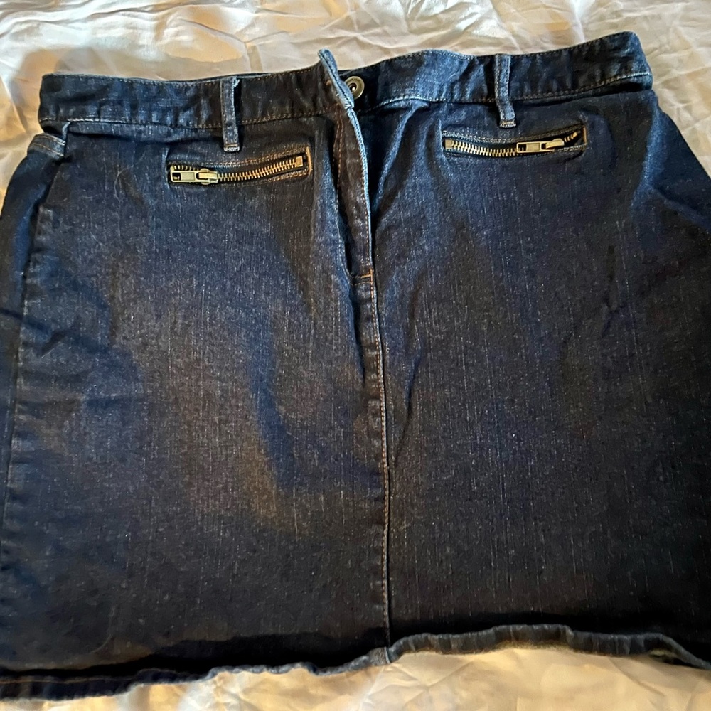 Loft Double Zippered Jean Skirt